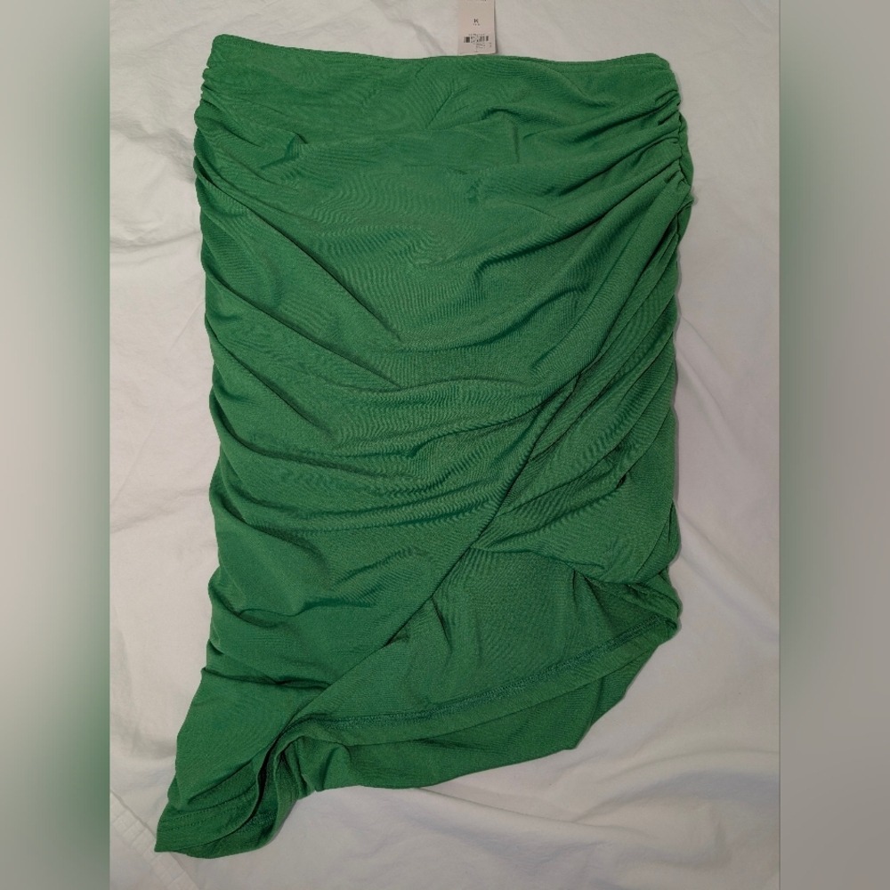 Anthropologie Dolan Left Coast Tube Top Medium Green Ruched Asymmetrical